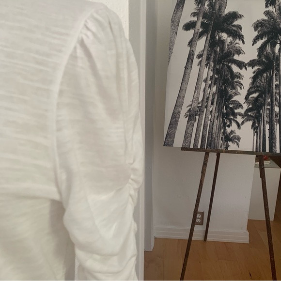 Free People We The Free long sleeved white tee shirt with ruched sleeves - Picture 5 of 9